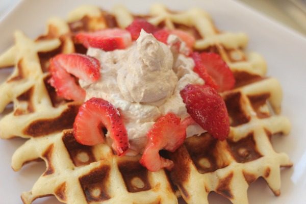 Liege Waffles with Homemade Chocolate Whipped Cream