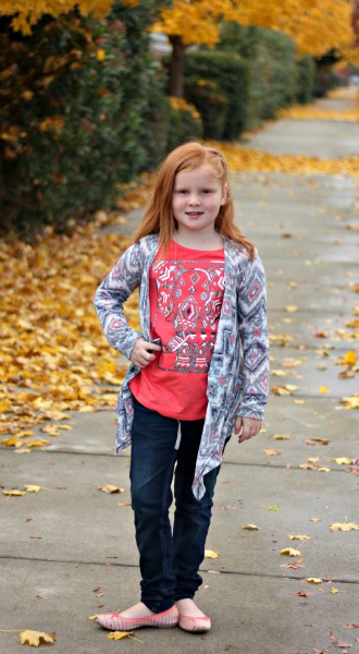 Aztec cardigan with matching elephant tee from Justice