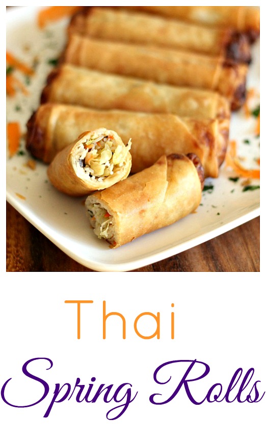 Thai Spring Rolls with a delicious dipping sauce! These are easier than one might think, to make. Plus, talk about one tasty appetizer for game day!