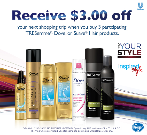 Find Your Style with $3 off Select Unilever Products at Kroger