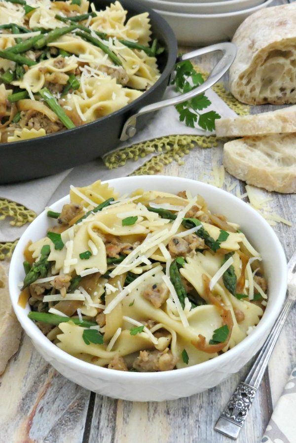 Bowtie Pasta with Chicken Italian Sausage from 5 Minutes for Mom