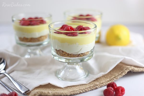 Raspberry Lemon Cheesecake Trifles from Rose Bakes