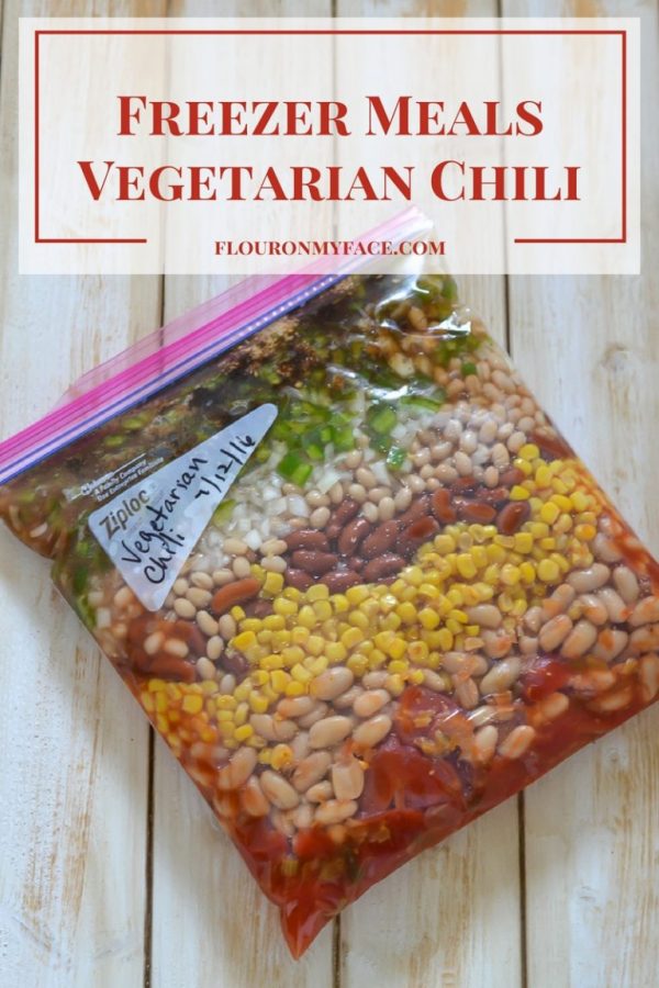 Freezer Meals Vegetarian Chili from Flour on My Face