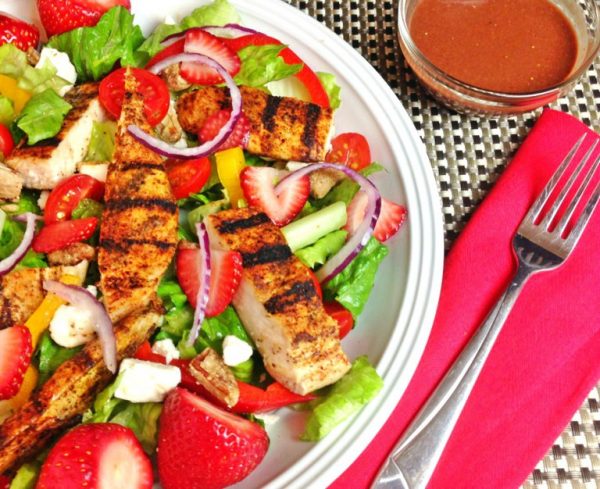 Grilled Chicken Salad with Strawberries from Powered by Mom