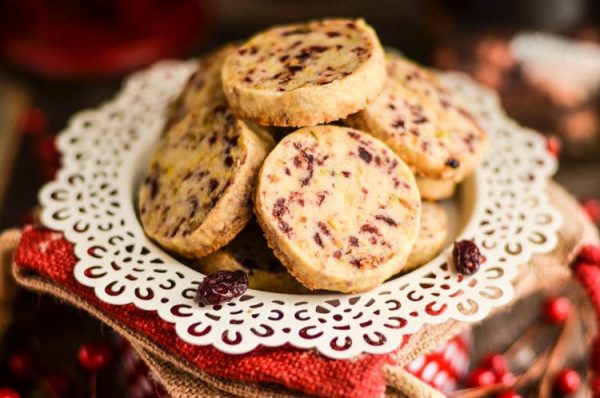 Cranberry Pistachio Shortbread Cookies from Domestically Speaking