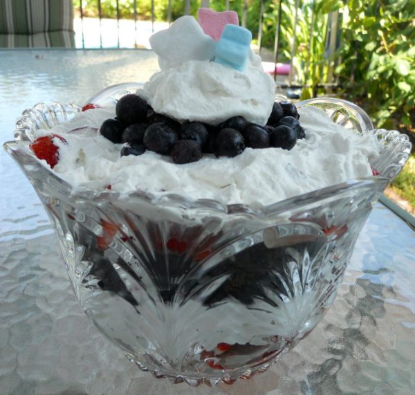Red, White and Blue Brownie Trifle