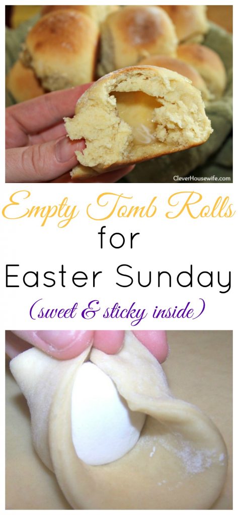 Empty Tomb Rolls for Easter Sunday. Hide a marshmallow in the middle of the roll and have a sweet and sticky surprise inside.