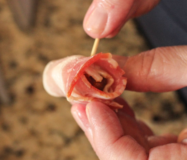 Rumaki - Bacon Wrapped Dates stuffed with Water Chestnuts