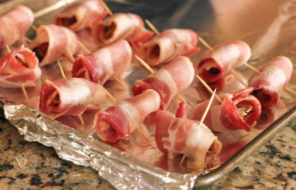 Rumaki - Bacon Wrapped Dates stuffed with Water Chestnuts