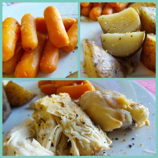 Slow Cooker Lemon Chicken with Sweet Baby Carrots and Seasoned Potatoes