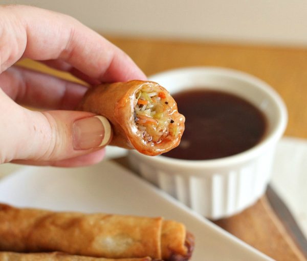 Thai Spring Rolls with a delicious dipping sauce! These are easier than one might think, to make. Plus, talk about one tasty appetizer for game day!