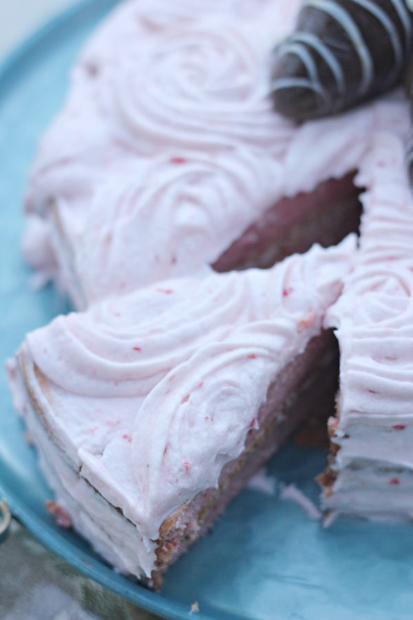 Strawberry Cake with the best Strawberry Buttercream Frosting