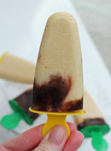 Chocolate Swirled Peanut Butter and Banana Pudding Pops for a cool and refreshing treat