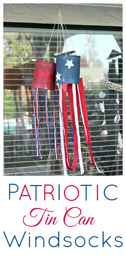 Patriotic Tin Can Windsocks are a great patriotic craft for the kids