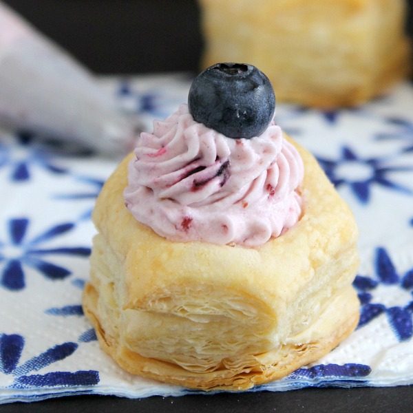 Blueberry Mousse Puff Pastry Cups