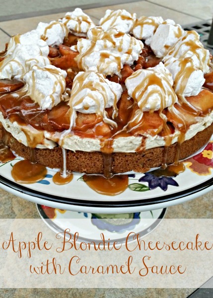 Apple Blondie Cheesecake with Caramel Sauce