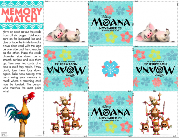Free printable Moana Memory Match Game