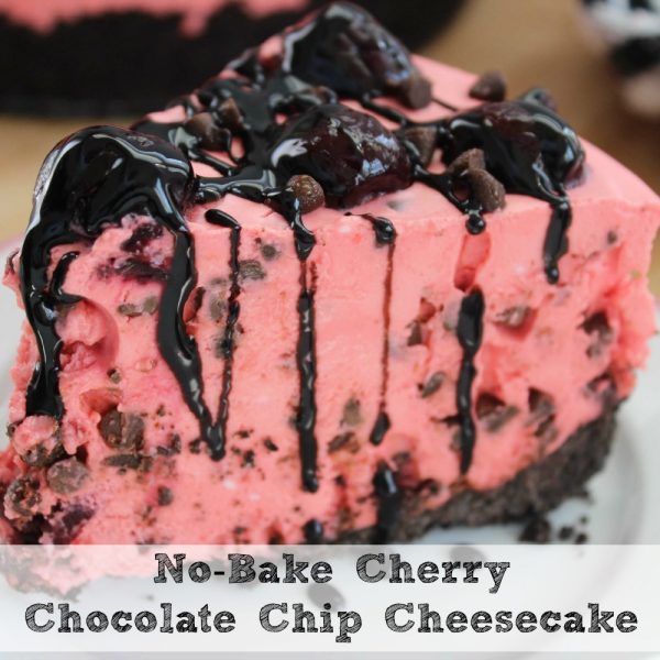 No Bake Cherry Chocolate Chip Cheesecake