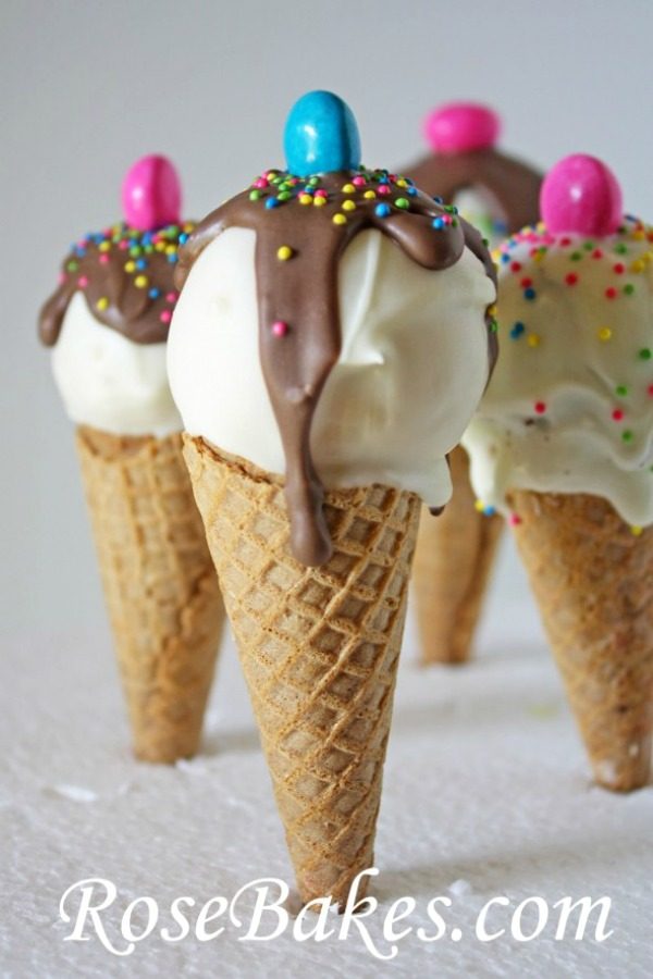Ice Cream Cone Cake Pops from Rose Bakes
