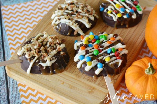 Chocolate Covered Apple Slices from She Saved