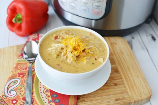 Instant Pot Creamy Verde Chicken Chili from This Mama Loves
