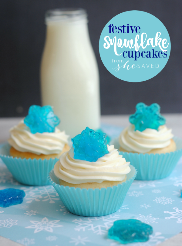 Festive Snowflake Candy Cupcakes from She Saved